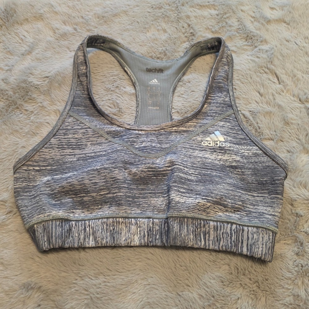 Adidas Space Dye Grey Climalite Techfit Racerback Sports Bra Size Small